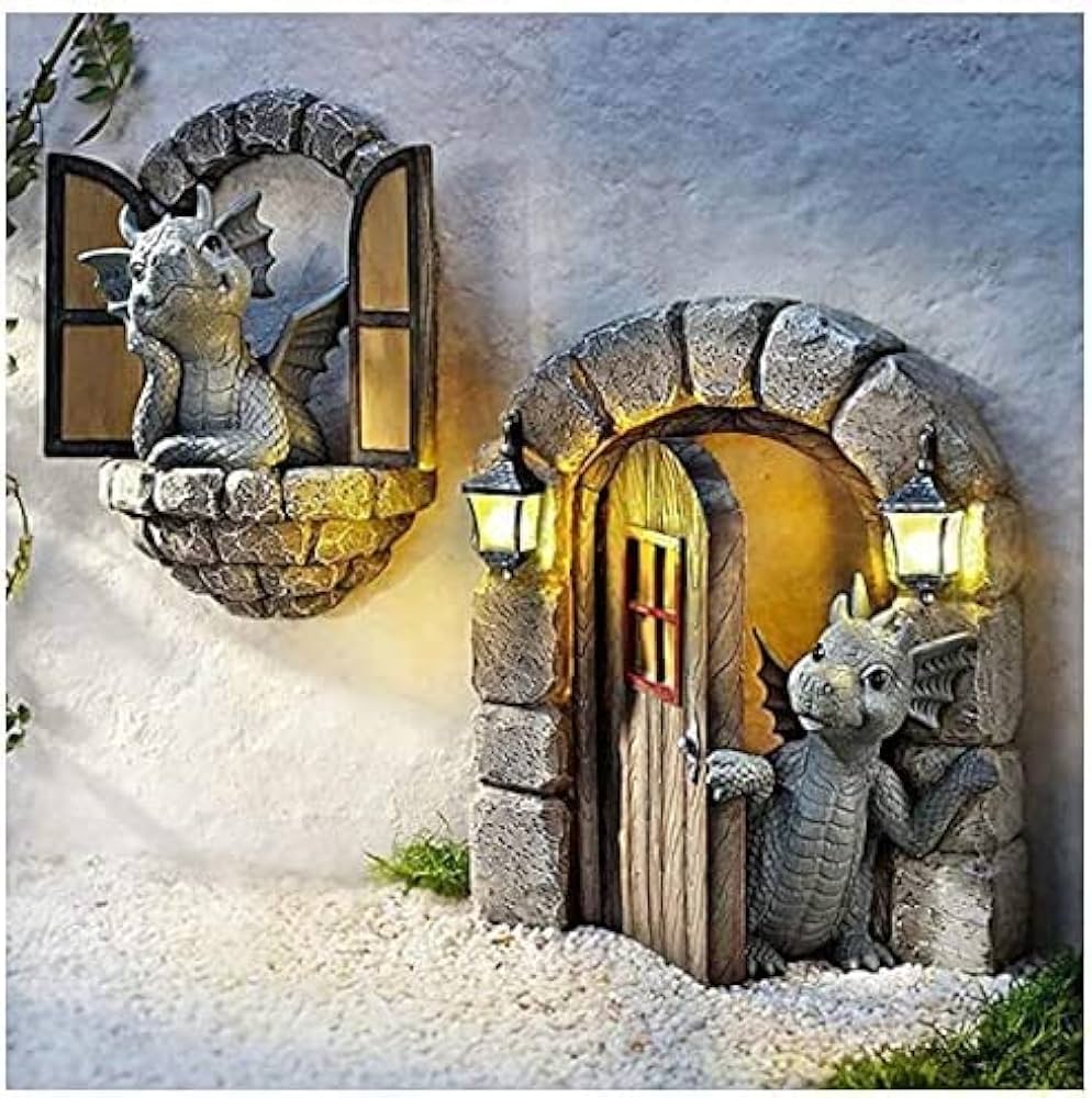 Amazon.co.jp: ガーデニング 置物 彫刻 ドラゴン 樹脂ガーデン